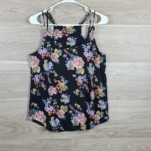Pink Republic Black Floral Sleeveless Tank Top